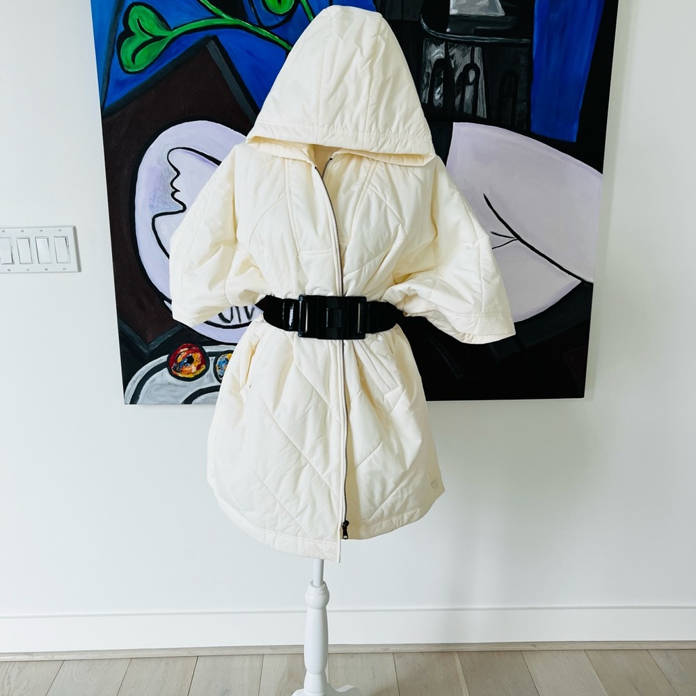 Banana Republic Zip-Up Cream/Beige Quilted Poncho S/M Bloggers Favorite - Picture 5 of 15